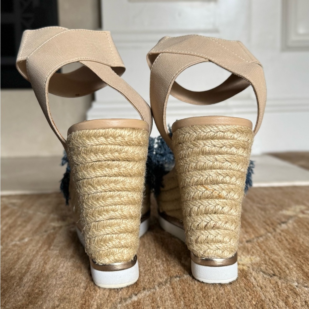 Steve Madden Blue and Tan Espadrille Wedges - Picture 3 of 5